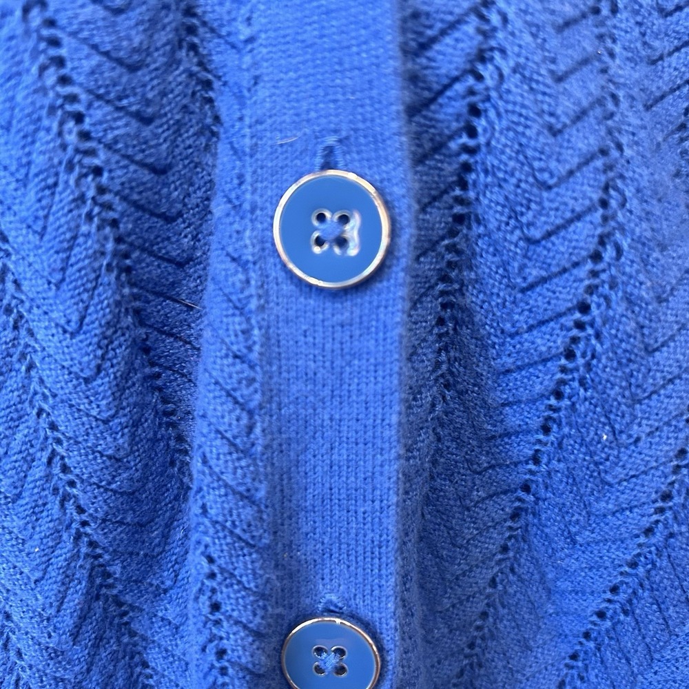 Talbots Women's 100% Pima Cotton Ponte Knit Cardigan Sweater Large Royal Blue - Picture 5 of 6